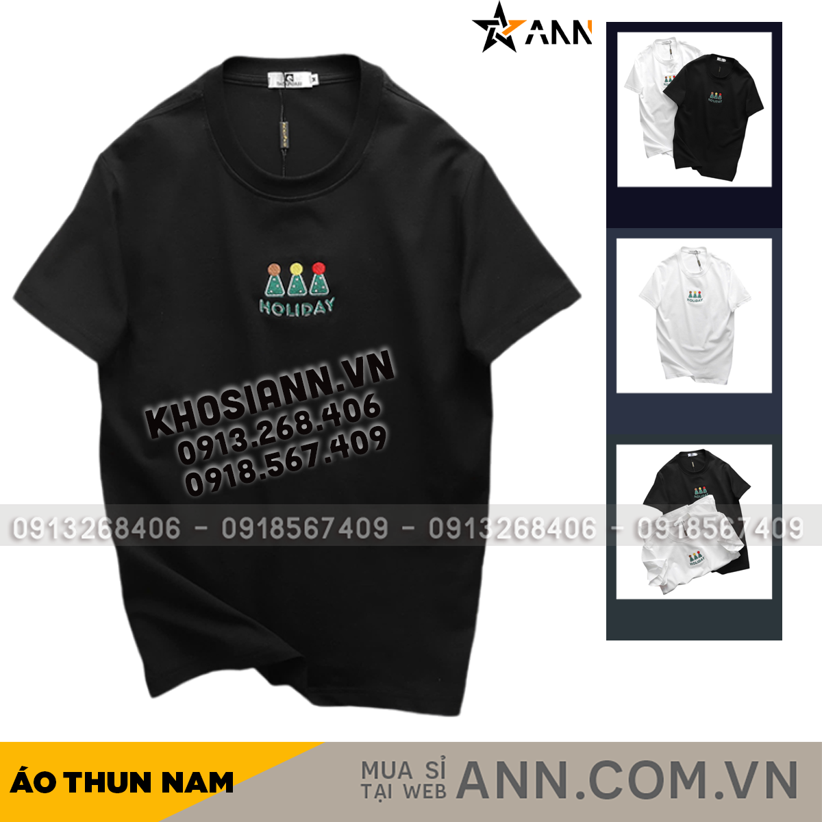 25784_1_20241118180738-1.png Áo Thun Nam Cổ Tròn Pack Horse Thêu Nổi Chữ Holiday (Có Size 3x) - AB525