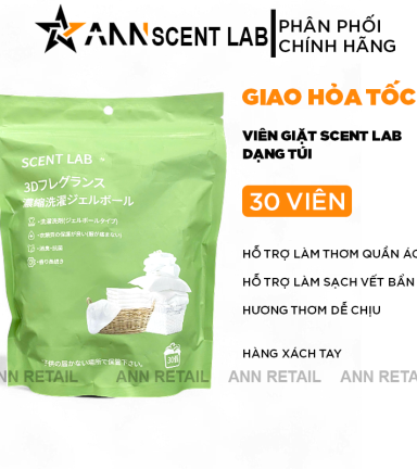 Viên Giặt Xả SCENT LAB 5in1 Nhật Bản Dạng Túi Cao Cấp 30 Viên - 6977239070309