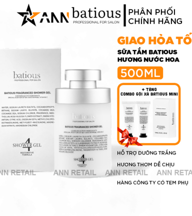 Sữa Tắm Trắng Da Batious Hương Nước Hoa 500ml - Tặng Set Gội Xả Batious Mini - 5061014615166