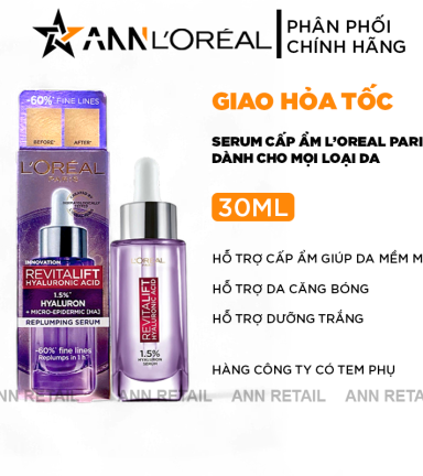 Serum Loreal Paris Revitalift Hyaluronic Acid 1.5% Hyaluron Cấp Ẩm Sáng Da 30ml - 6923700966701