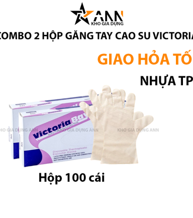 Combo 2 Hộp Găng Tay Cao Su Victoria Size M L Siêu Dai - Hộp 100 Cái Găng Tay Làm Bếp Rửa Chén Đa Năng Dùng 1 Lần - GTCSML