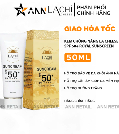 Kem Chống Nắng Lachi Cheese SPF 50+ Royal Sunscreen 50ml - Phiên Bản Mới - KCNLACHI