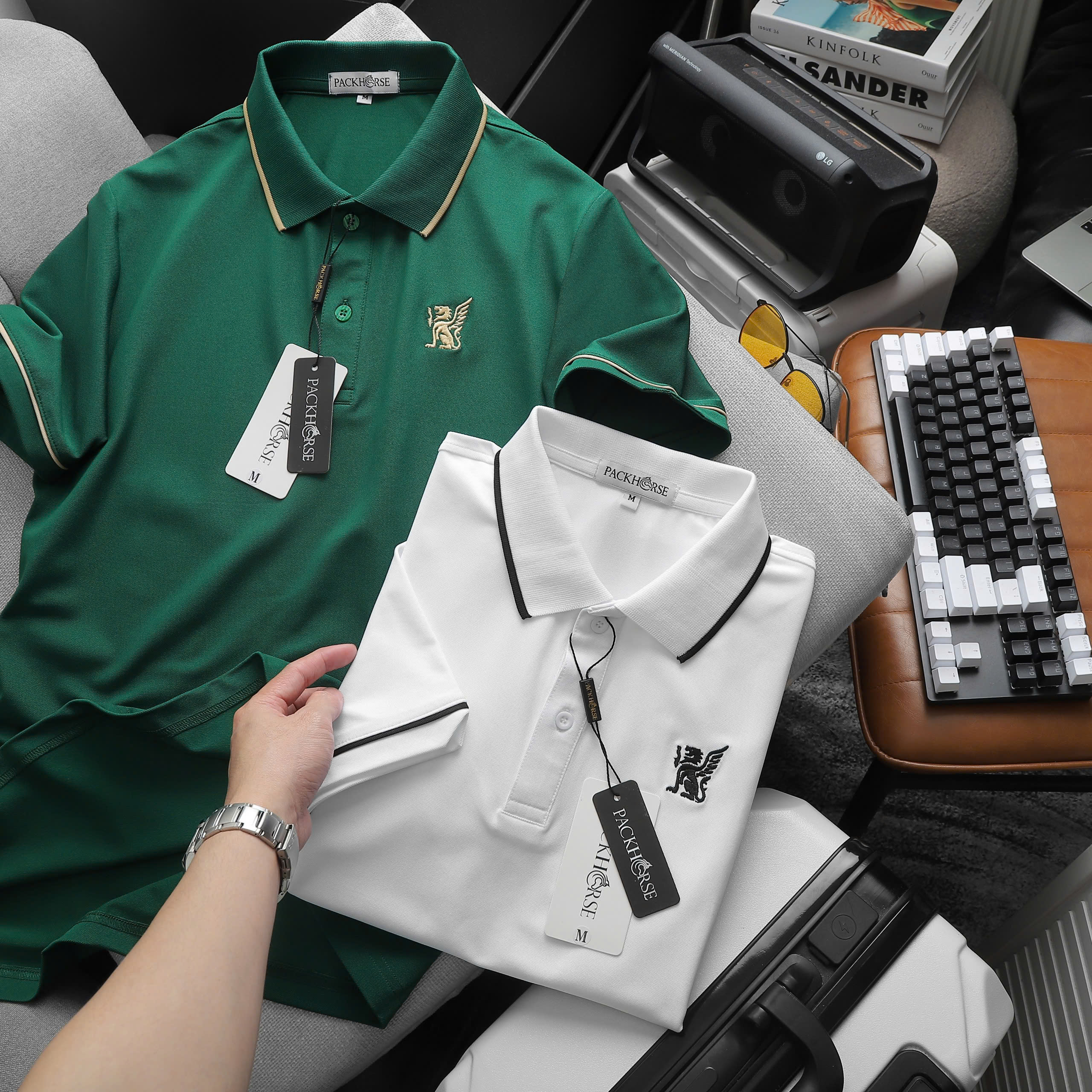 25832_0-10_20241127143716-12.jpg Áo Thun Nam Cổ Bẻ PackHorse Thêu Nổi Logo 2 Màu Cao Cấp (Có size 3x) - CS240