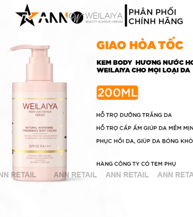 Kem Body Trắng Da Weilaiya Hương Nước Hoa Natural Fragrance Body Cream SPF30 PA+++ 200ml - 6971025881391