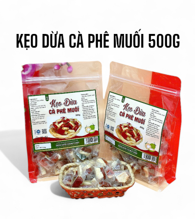 Kẹo Dừa Cà Phê Muối Túi Zip 500g - KDCPMTZ500