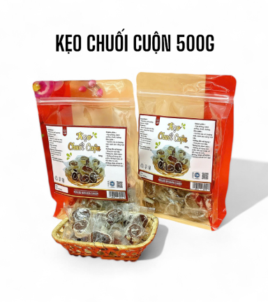 Kẹo Chuối Cuộn Túi Zip 500g - KCCTZ500