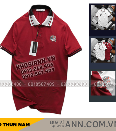 Áo Thun Polo Nam Phối Sọc In Logo Trước Ngực (Big Size) - CS243