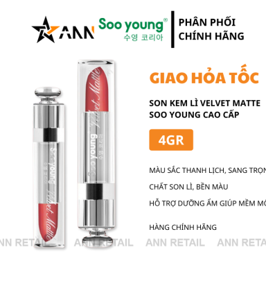 Son Kem Nhung Lì Soo Young Velvet Matte 4g - 5 Màu Quyến Rũ Thời Thượng - 8938532152350