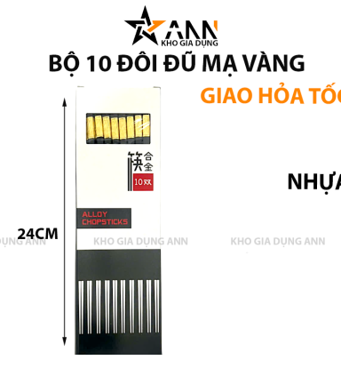Bộ 10 Đôi Đũa Mạ Vàng Chống Trượt 24cm - DHKMV02