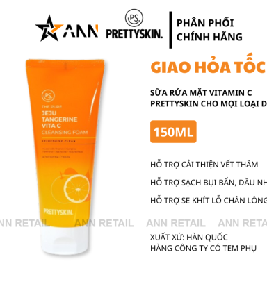 Sữa Rửa Mặt Prettyskin The Pure Jeju Tangerine Vita C Cleansing Foam 150ml - 8809733218995