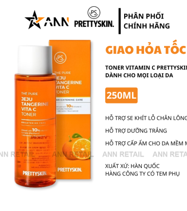 Nước Hoa Hồng Prettyskin The Pure Jeju Tangerine Vita C Toner 250ml - 8809733216403