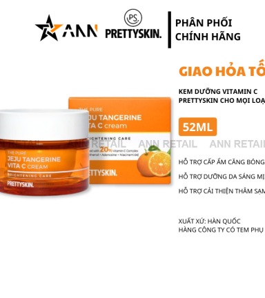 Kem Dưỡng Prettyskin The Pure Jeju Tangerine Vita C Cream 52ml - 8809733215192