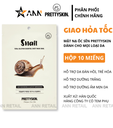 Mặt Nạ Ốc Sên Prettyskin Total Solution Essential Sheet Mask Snail - Hộp 10 Miếng - 8809733210388