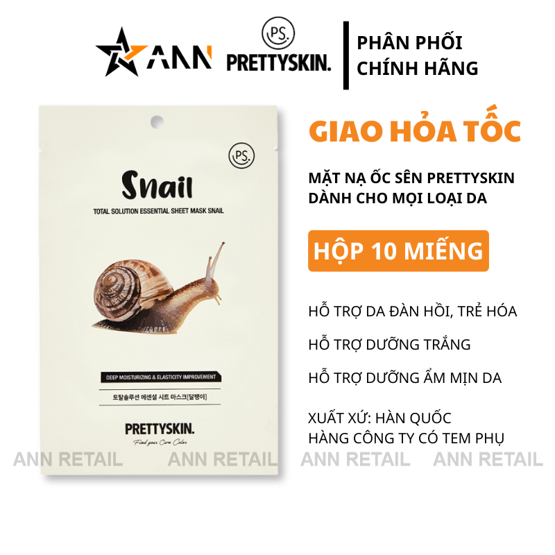 25922_34_20250319181213-3.png Mặt Nạ Ốc Sên Prettyskin Total Solution Essential Sheet Mask Snail - Hộp 10 Miếng - 8809733210388