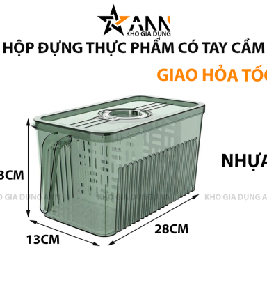 Hộp Đựng Thực Phẩm Rau Củ Trái Cây Có Tay Cầm 28x13x13cm - HDTPCTC