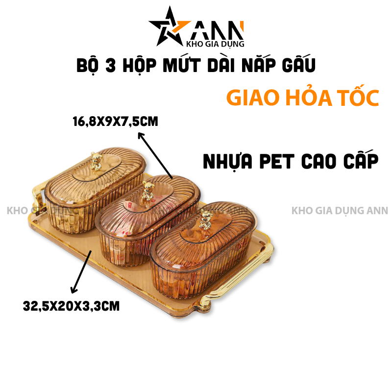 25937_279_20250320113627.png Bộ 3 Hộp Mứt Dài Nắp Gấu - Khay Đựng Mứt Tết Bánh Kẹo Chia Ngăn - Hũ Đựng Hoa Quả Bằng Nhựa 32,5x20x3,3cm & 16,8x9x7,5cm - KDDMNG3