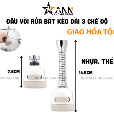 Đầu Vòi Rửa Bát - Đầu Vòi Rửa Chén Tăng Áp Kéo Dài 3 Chế Độ 16.5cm - DVRB