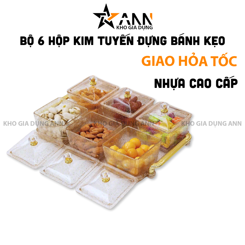 25943_285_20250320113715.png Bộ 6 Hộp Mứt - Khay Đựng Mứt Tết - Hũ Đựng Bánh Kẹo Hoa Quả Bằng Nhựa Kim Tuyến - KMBKKT6