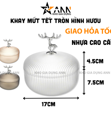 Hộp Đựng Mứt Tết - Hộp Hình Hươu Đựng Bánh Kẹo Hoa Quả Bằng Nhựa Cao Cấp 17x12cm - HHHDM