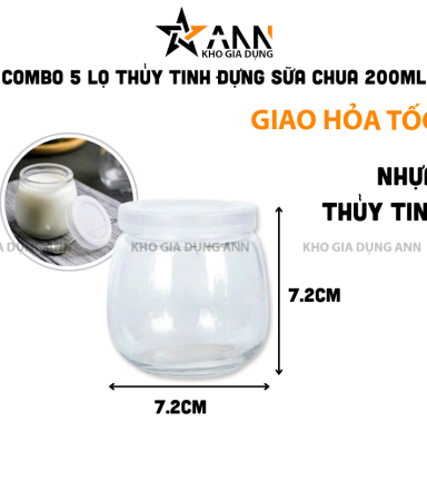 Combo 5 Lọ Thủy Tinh Đựng Sữa Chua - Hủ Sữa Chua Béo Ú 200ml - LTTDSC5