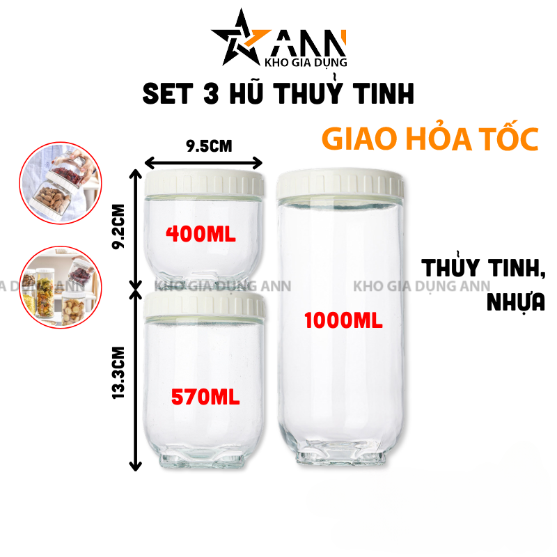 25956_298_20250320114025.png Set 3 Hũ Thủy Tinh Đựng Thực Phẩm - Lọ Thủy Tinh Đựng Đồ Khô 400 - 570- 1000ml - 3LHTT