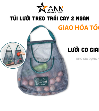 Túi Lưới Treo Trái Cây Hành Tỏi Khô - Túi Lưới Mẫu Mới 2 Ngăn Loại To - TLTTC
