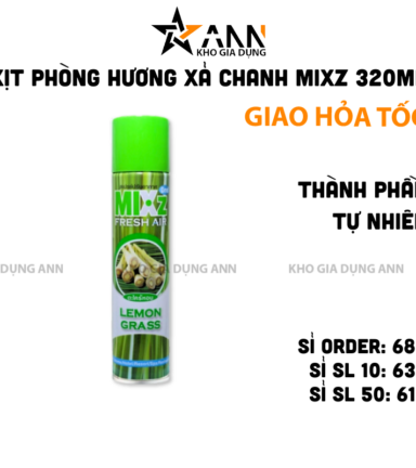 Xịt Phòng Hương Sả Chanh Mixz Thái Lan - Chất Khử Mùi Thơm Phòng 320ml - XPKMTL01