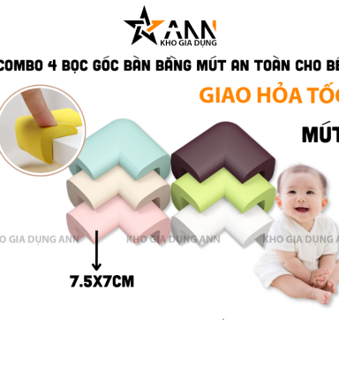 Combo 4 Bọc Góc Bàn Bằng Mút An Toàn Cho Bé - Mút Bọc Góc Bàn Tránh Va Đập 7.5x7cm - MBGBCB01
