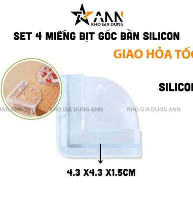 Combo 4 Bọc Góc Bàn Bằng Silicon An Toàn Cho Bé - Miếng Bọc Góc Bàn Tránh Va Đập 4.3x4.3x1.5cm - MBGBCB02