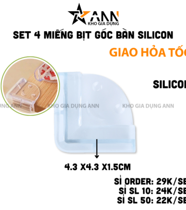 Combo 4 Bọc Góc Bàn Bằng Silicon An Toàn Cho Bé - Miếng Bọc Góc Bàn Tránh Va Đập 4.3x4.3x1.5cm - MBGBCB02
