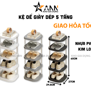 Kệ Để Giày Dép Khung Inox 5 Tầng Dễ Tháo Lắp - KDGD5TKI