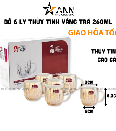 Bộ 6 Ly Thủy Tinh Cao Cấp - Cốc Thủy Tinh Sang Trọng 260ml 8x8.3x5cm - LTTCC01