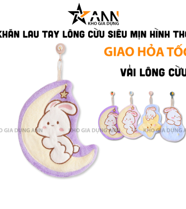 Khăn Lau Tay Lông Cừu - Khăn Siêu Mịn Hình Thỏ Dễ Thương - KLT01