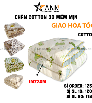Chăn Cotton 3D Mềm Mịn Thoáng Mát 1m7x2m - CM01