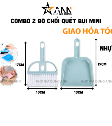 Combo 2 Bộ Chổi Quét Bụi Mini - Chổi Quét Bụi Bàn Phím Ban Thờ 19x13cm - CQBMN01