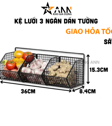 Kệ Lưới Dán Tường - Kệ Sắt Đựng Đồ 3 Ngăn - KDT01