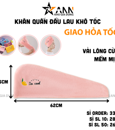 Khăn Quấn Đầu Lau Khô Tóc - Khăn Quấn Khô Tóc Mềm Mịn 25x62cm - KQKT01