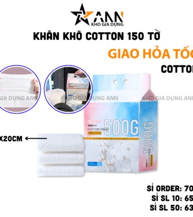 Khăn Khô Cotton 150 Tờ - Khăn Khô Đa Năng 20x20cm - KKCT01