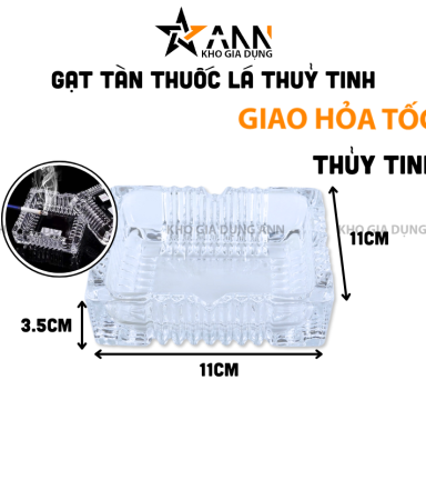 Gạt Tàn Thuốc Thủy Tinh - Gạt Tàn Thuốc Lá Vuông 11x11x3.5cm - GTT01