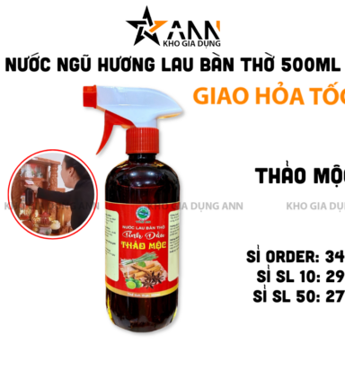 Nước Lau Bàn Thờ Tinh Dầu Thảo Mộc Lau Sạch Bụi Bẩn 500ml - NLBT01