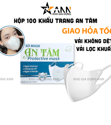 Hộp 100 Khẩu Trang Y Tế An Tâm - Khẩu Trang 3D - KTYT01