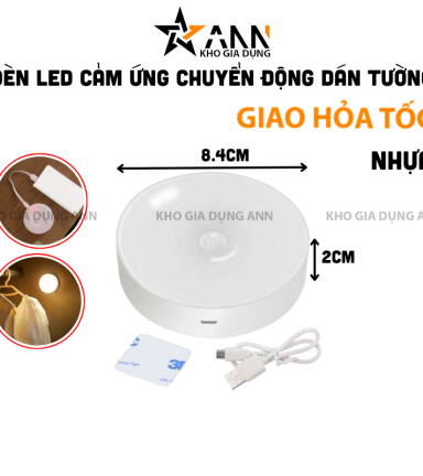 Đèn Ngủ Tròn - Đèn Led Cảm Ứng Chuyển Động Dán Tường 8,4x2cm - DNCU01