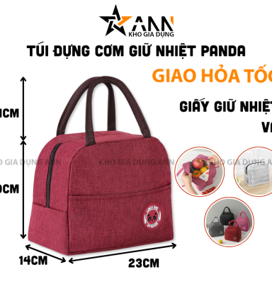 Túi Đựng Cơm Giữ Nhiệt Panda - Túi Đựng Cơm Văn Phòng 20x14x23cm - TDCGN01