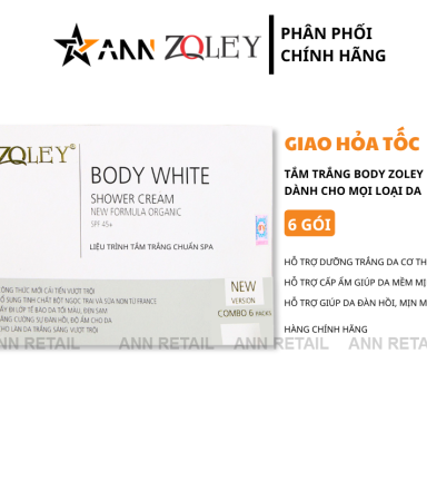Tắm Trắng Body Zoley Shower Cream Hộp 6 Gói - Liệu Trình Tắm Trắng Chuẩn Spa - 8936093370174