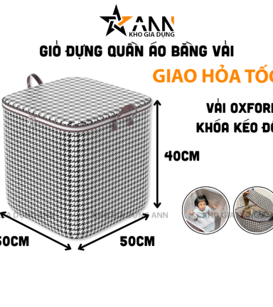 Giỏ Đựng Quần Áo Bằng Vải 100L - Túi Đựng Chăn Màn Đa Năng - Có Thể Gấp Gọn Cất Trữ Đồ 50x50x40cm - DDQA01
