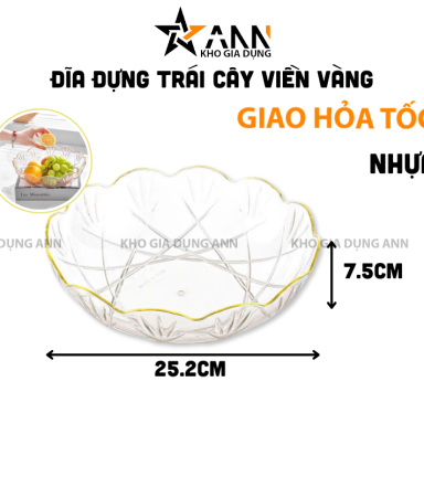 Đĩa Nhựa Đựng Trái Cây Viền Vàng Sang Trọng 25.2x7.5cm - DDTC01