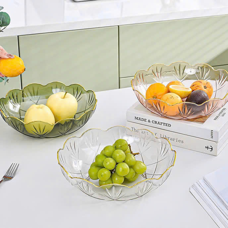 Đĩa Nhựa Đựng Trái Cây Viền Vàng Sang Trọng 25.2x7.5cm 5 Đĩa Nhựa Đựng Trái Cây Viền Vàng Sang Trọng 25.2x7.5cm