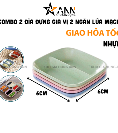Combo 2 Chén Đựng Gia Vị 2 Ngăn - Chén Đựng Nước Chấm Bằng Nhựa Cao Cấp 6x6cm - CDGV04