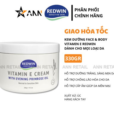 Kem Dưỡng Vitamin E Redwin With Evening Primrose Oil Dành Cho Mặt & Cơ Thể 330g - 9314807081119