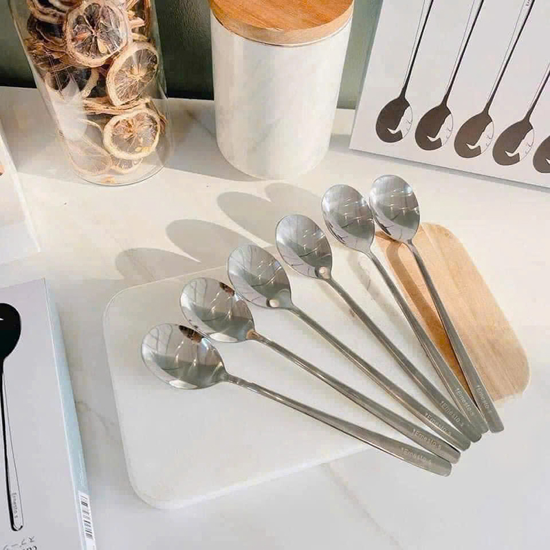 Hộp 6 Muỗng Dài Inox 304 - Thìa Inox Cao Cấp Bền Đẹp 20.5x4cm 6 Hộp 6 Muỗng Dài Inox 304 - Thìa Inox Cao Cấp Bền Đẹp 20.5x4cm
